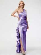 Trumpet/Mermaid One Shoulder Sleeveless Zipper Up Floor Length Prom Dress