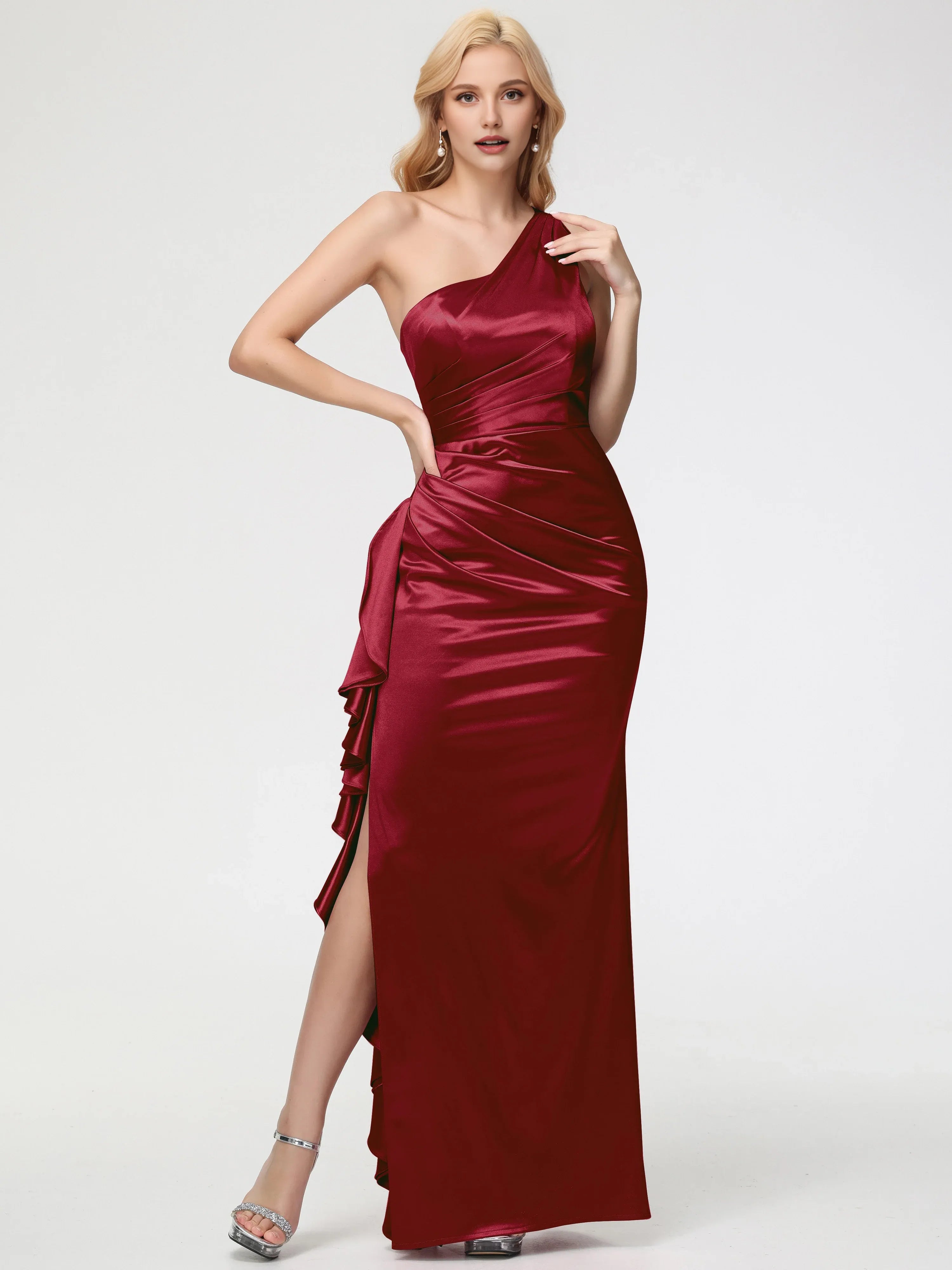Trumpet/Mermaid One Shoulder Sleeveless Zipper Up Floor Length Prom Dress