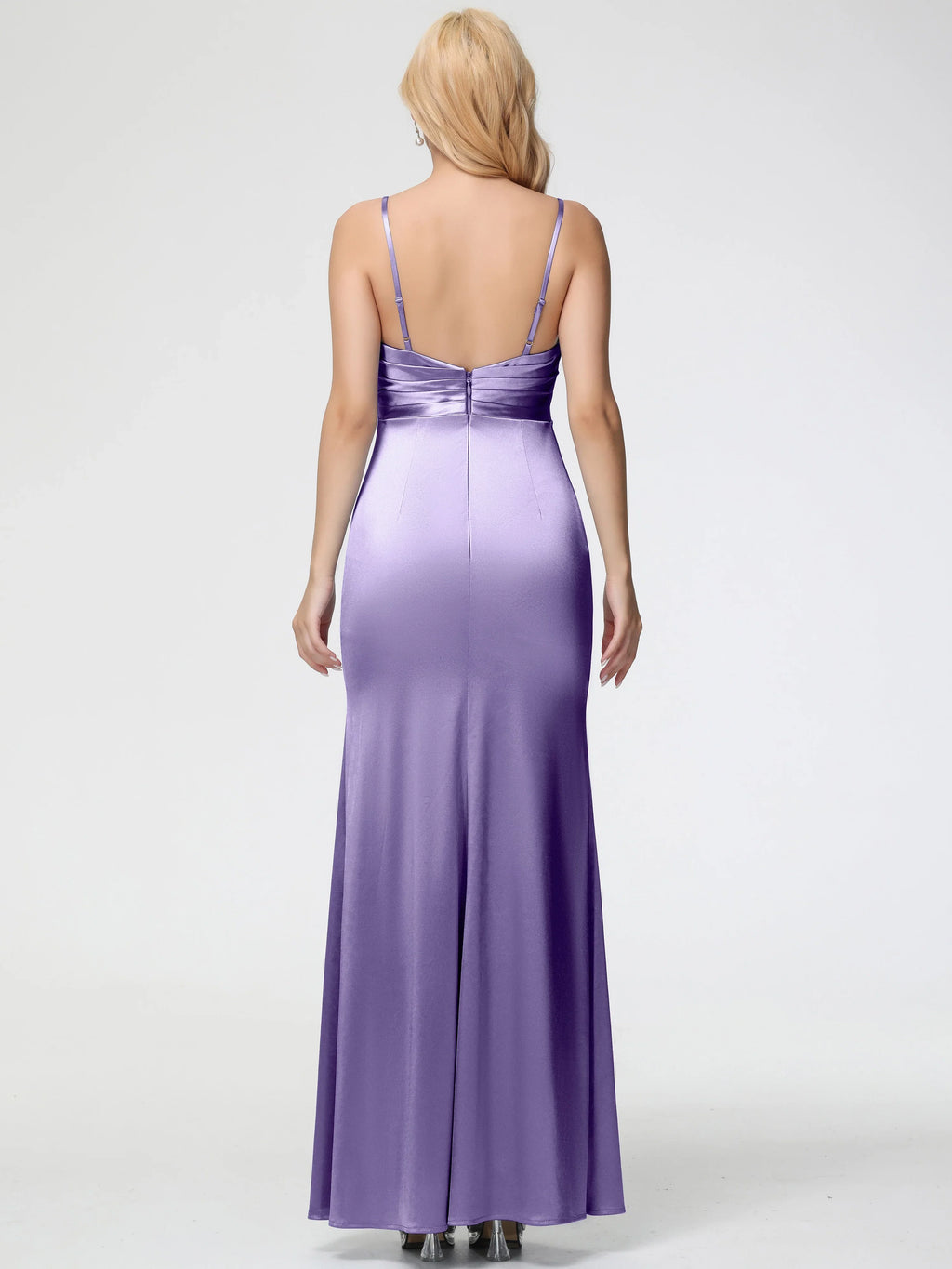 Trumpet/Mermaid V-Neck Sleeveless Zipper Up Floor Length Prom Dress