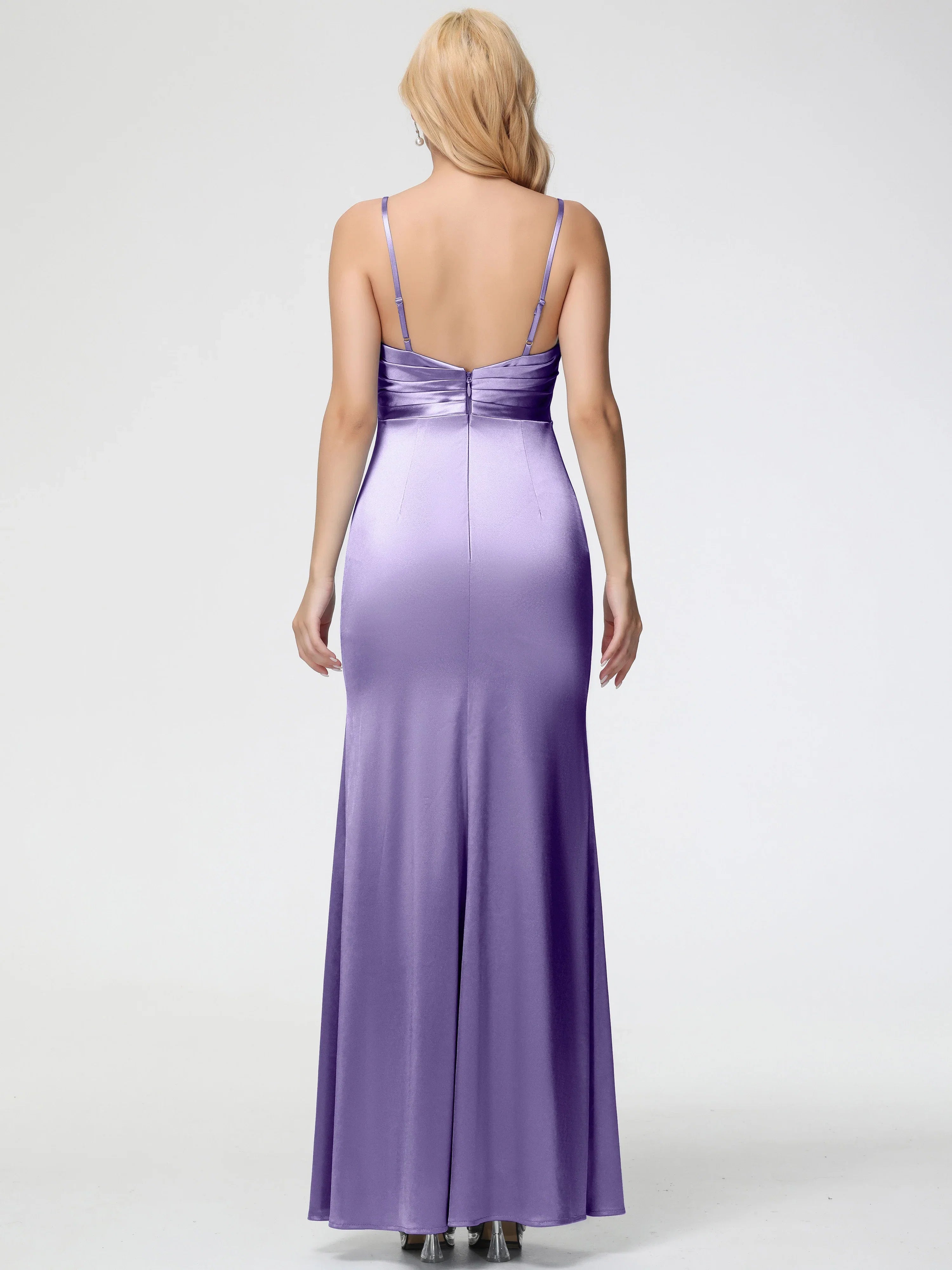 Trumpet/Mermaid V-Neck Sleeveless Zipper Up Floor Length Prom Dress