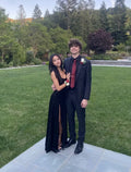 V Neck Sleeveless Sheath Slit Long Prom Dress