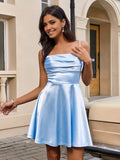 A-Line/Princess Spaghetti Straps Sleeveless Crossed Straps Short-Mini Homecoming Dress