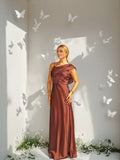 Sheath Asymmetrical Neck Sleeveless Up Floor-Length Prom Dress
