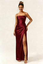 Sheath Spaghetti Straps Sleeveless Slit Floor-Length Prom Dress