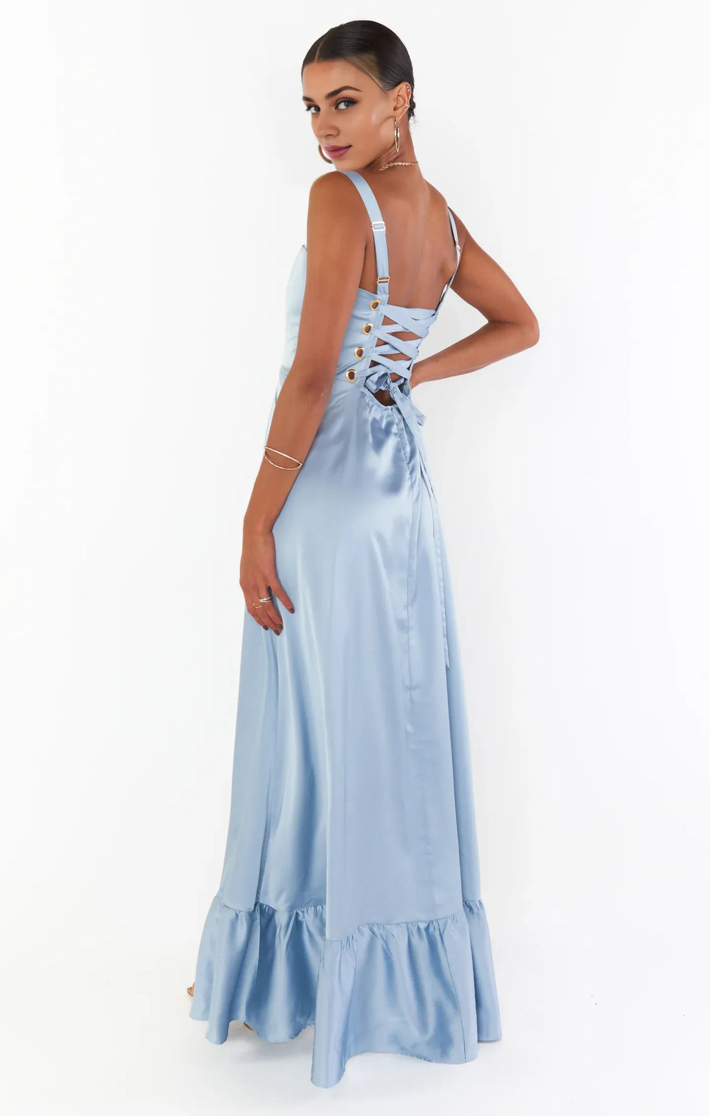 Dress Regular Straps Square Neck Sleeveless Maxi Dress Column Simple Crisscross Back Prom Dress With Slit