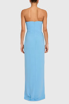 Light Blue Strapless Sweetheart High-Slit Crepe Floor-Length Prom Dress