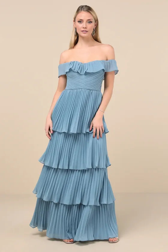 Dress Classic Emerald Pleated Off-the-Shoulder Maxi Dress Evening Dress A-Line Sleeveless Sweetheart Neck Prom Dress