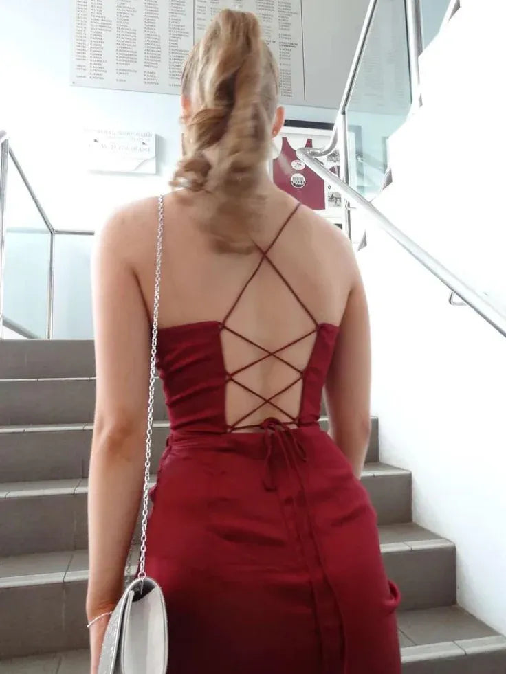 Sleek A-Line Cowl Neck Sleeveless Maxi Prom Dress