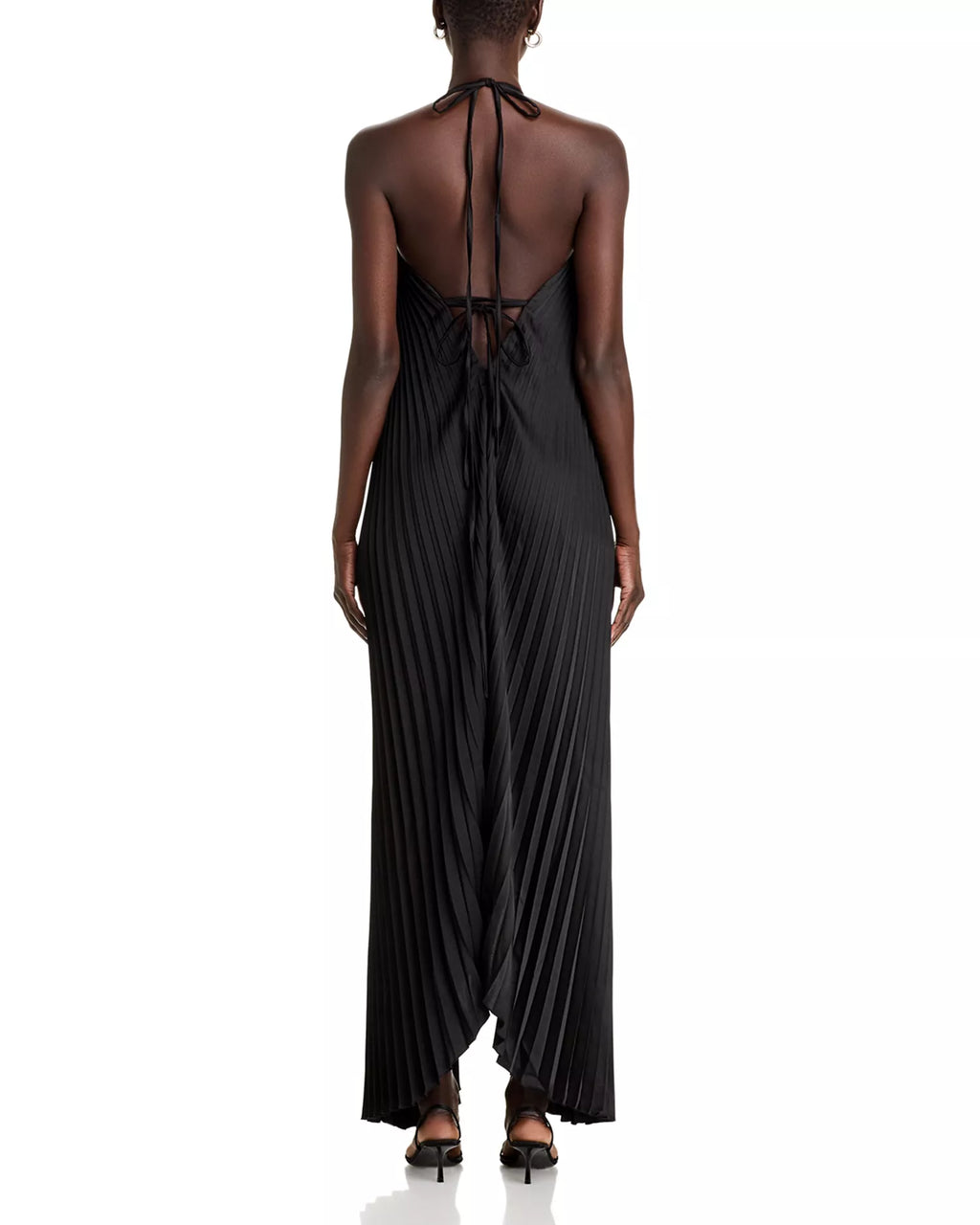Sleek A Line Halter Neck Sleeveless Lace Up Back Asymmetrical Floor Length Female Prom Dress