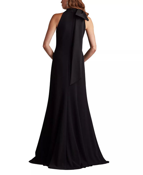 Élégante robe de bal licou sans manches dos nu avec nœud longue jusqu'au sol à vendre robe de soirée
