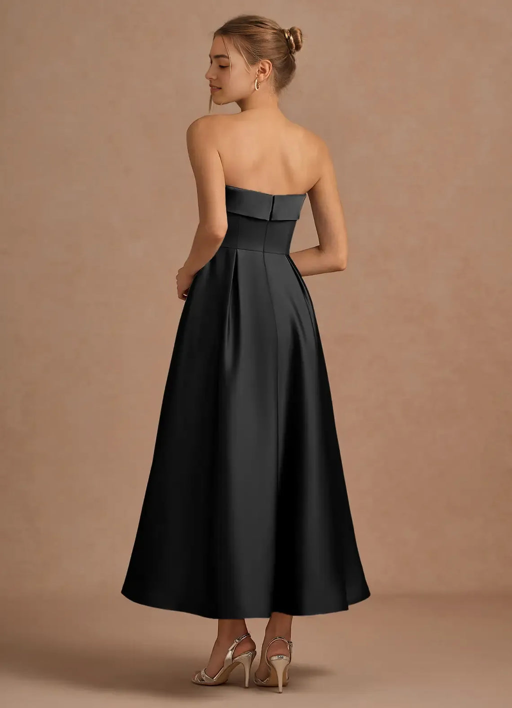 Sleek Ballgown Strapless Sleeveless Open Back Midi Length For Sale Prom Dress