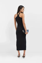 Sleek Bodycon Halter Cutout Sleeveless Crisscross Back Midi For Sale Prom Dress