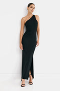 Sleek Column One Shoulder Sleeveless Cut Out Back Floor Length For Ladies Prom Dress