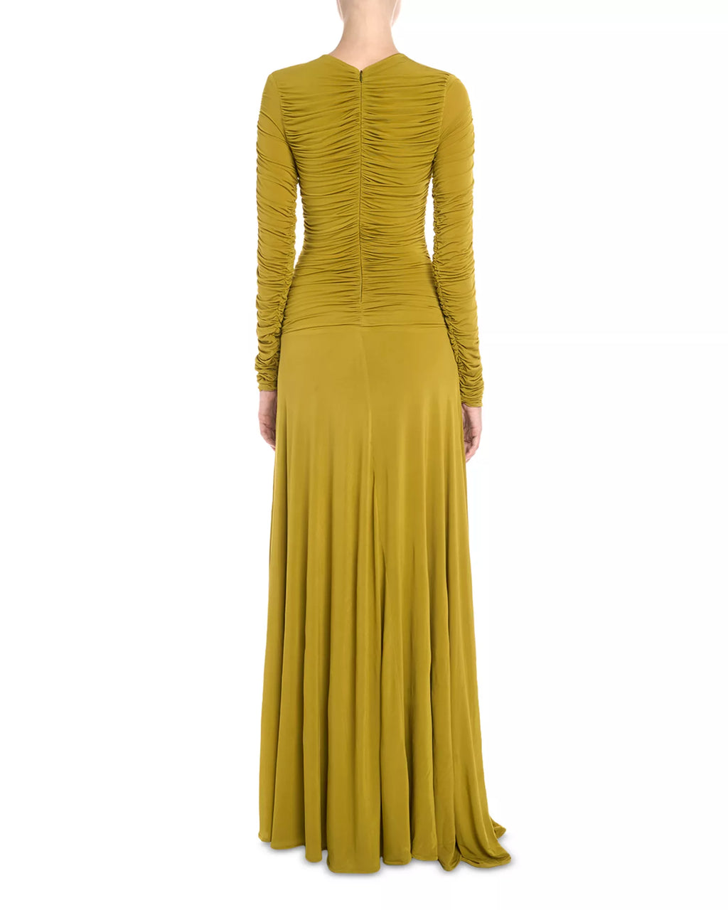 Sleek Column V Neck Long Sleeve Ruched Accent Floor Length Hot Sale Prom Dress