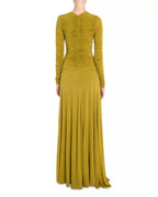 Sleek Column V Neck Long Sleeve Ruched Accent Floor Length Hot Sale Prom Dress