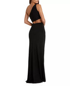 Sleek Cutout One Shoulder Ruched Strap Slit Hem Floor Length For Adults Prom Dress
