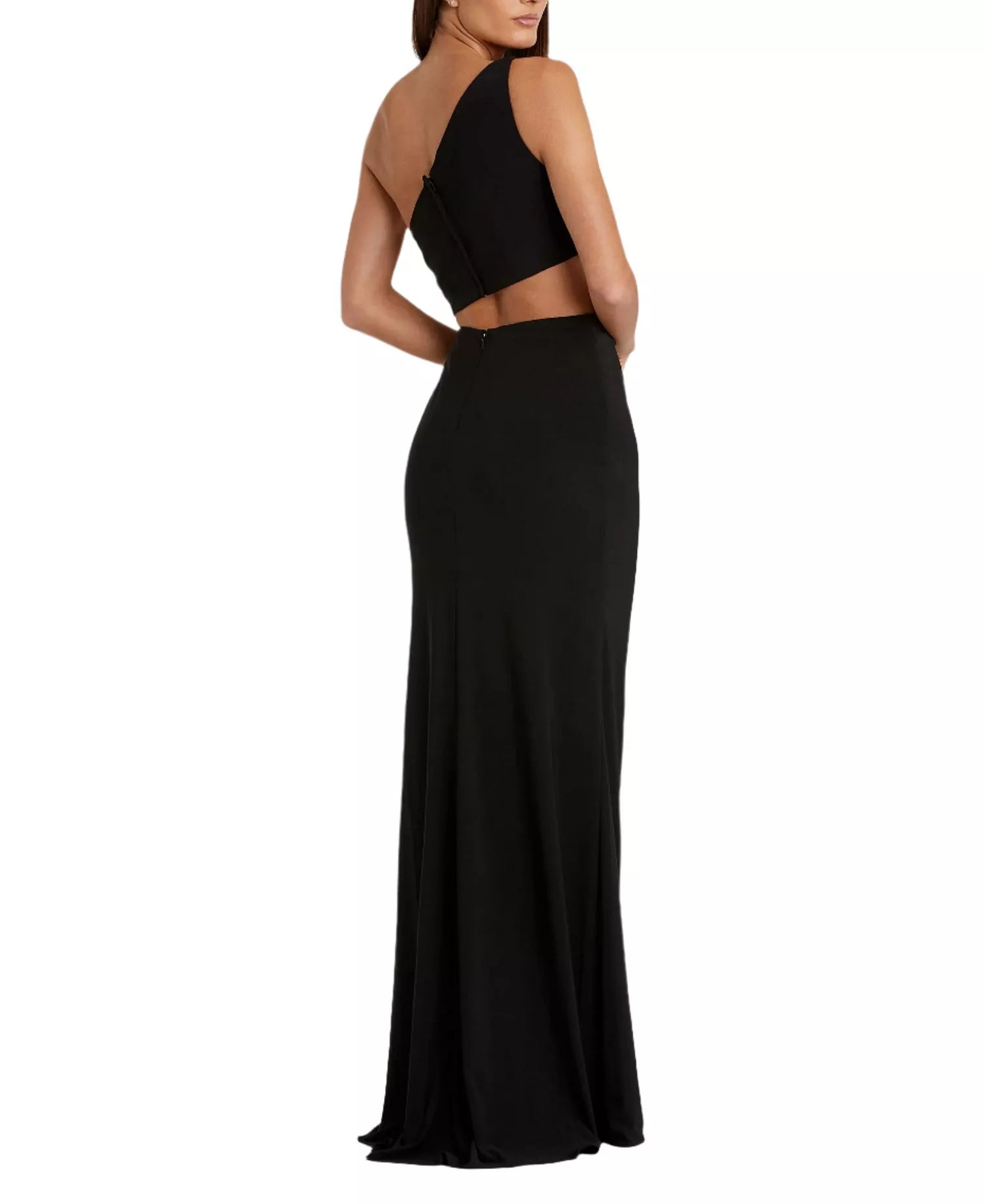 Sleek Cutout One Shoulder Ruched Strap Slit Hem Floor Length For Adults Prom Dress