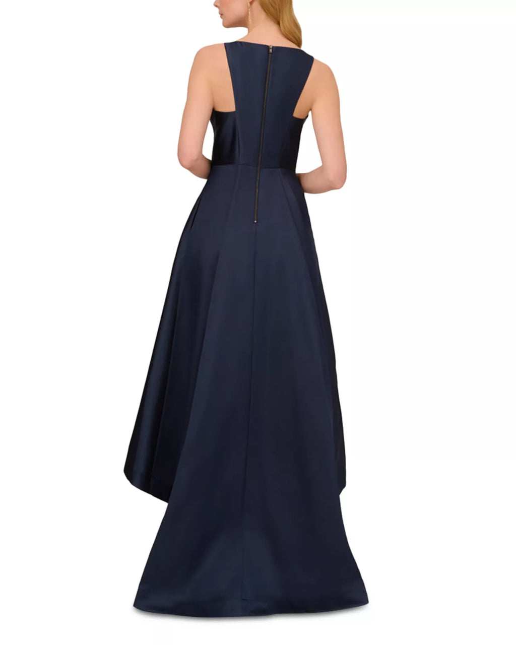 Sleek Fit and Flare Square Neck Sleeveless Cutout Back High Low Length For Adults Prom Dress ﻿