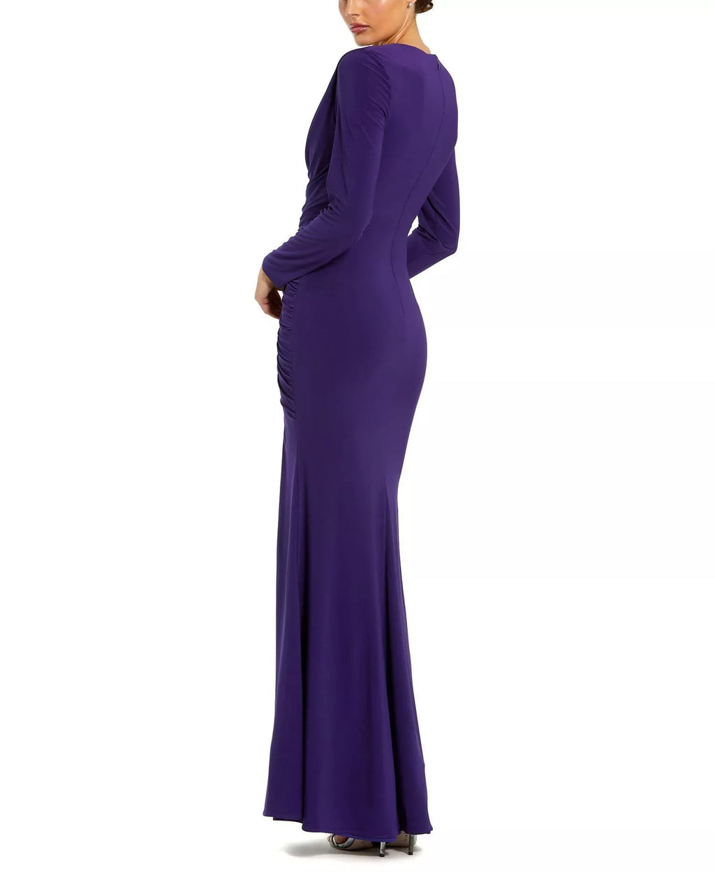Sleek Mermaid Cowl Neck Long Sleeve Zipper Back Floor Length Prom Dress