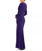 Sleek Mermaid Cowl Neck Long Sleeve Zipper Back Floor Length Prom Dress