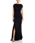 Sleek Mermaid Cowl Neck Sleeveless High Slit V Back Floor Length For Adults Prom Dress