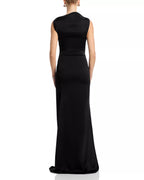 Sleek Mermaid Cowl Neck Sleeveless High Slit V Back Floor Length For Adults Prom Dress