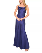 Sleek Mermaid Cowl Neck Spaghetti Strap Open Back Floor Length For Adults Prom Dress
