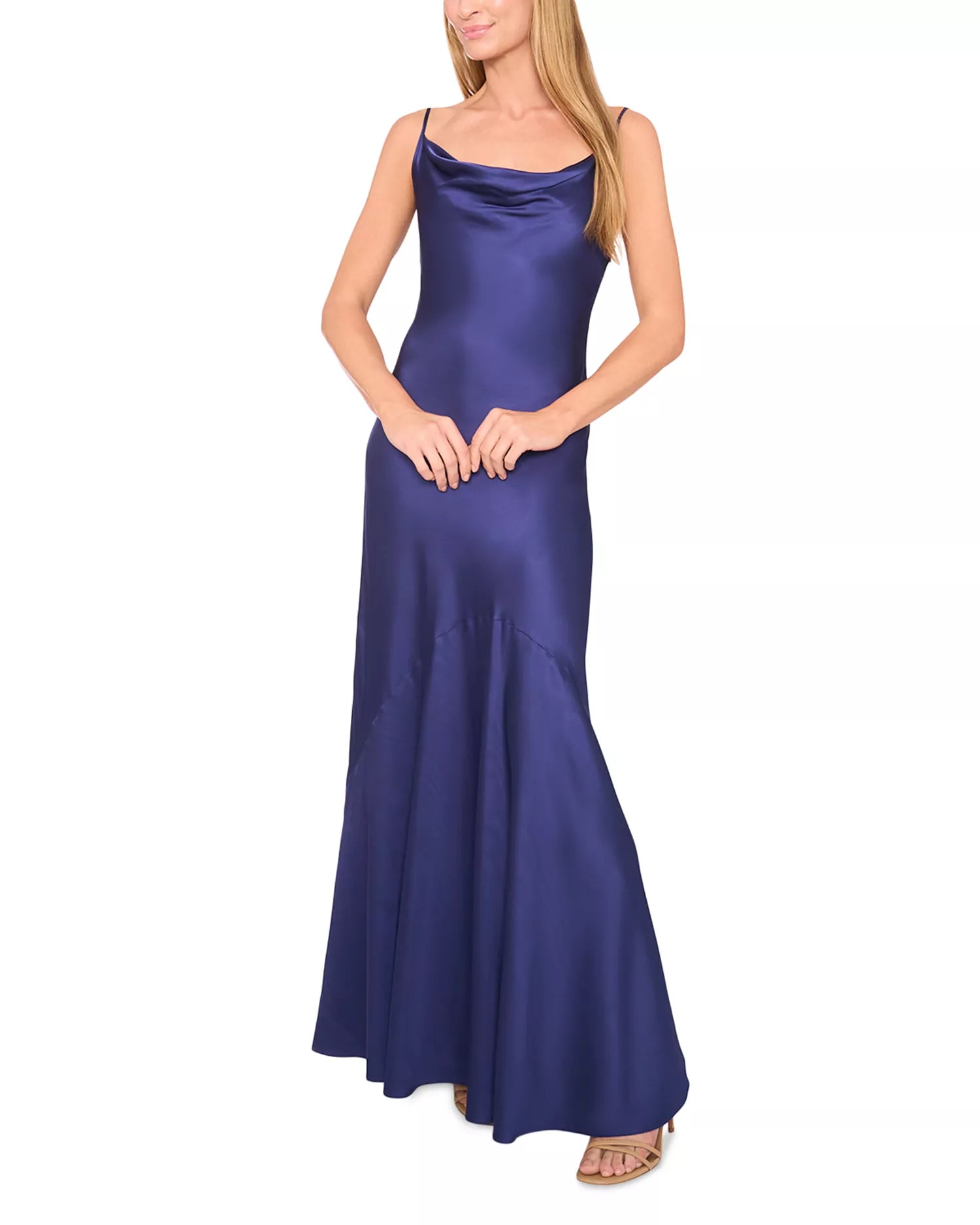 Sleek Mermaid Cowl Neck Spaghetti Strap Open Back Floor Length For Adults Prom Dress