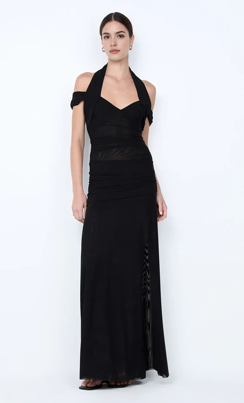 Sleek Mermaid Halter Neck Cold Shoulder Cross Back Floor Length For Sale Evening Dress