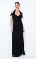 Sleek Mermaid Halter Neck Cold Shoulder Cross Back Floor Length For Sale Evening Dress