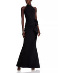 Sleek Mermaid Halter Neck Sleeveless Bow Accent Closed Back Floor Length For Sale Prom Dress