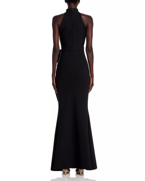 Élégante Robe de Bal de Sirène, Col Halter, Sans Manches, Nœud Décoratif, Dos Fermé, Longueur Ras du Sol À Vendre