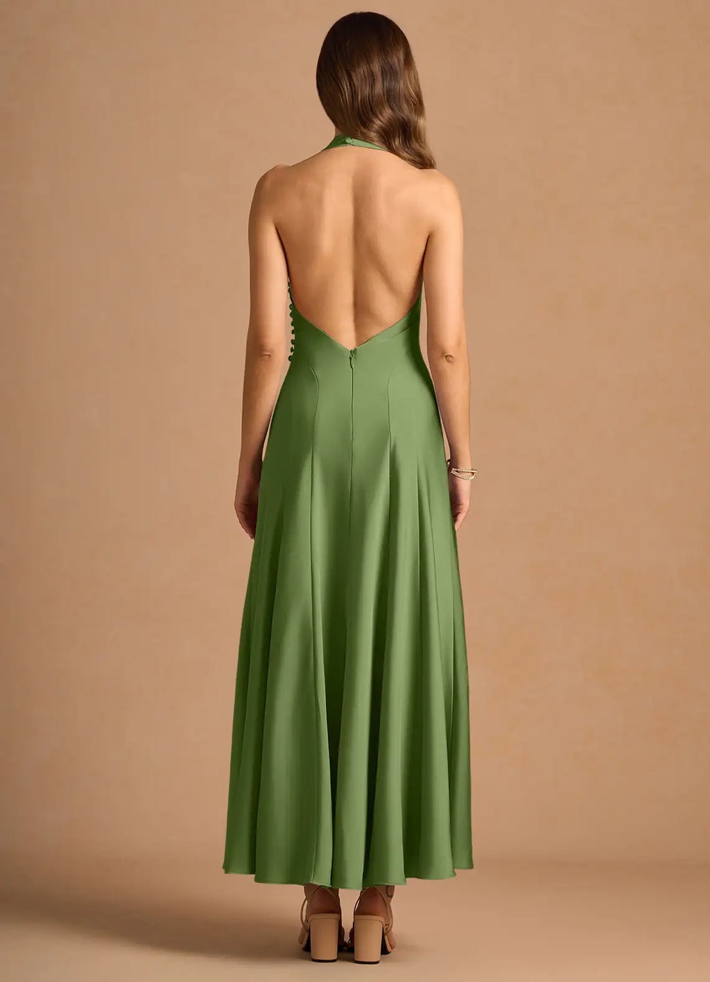 Sleek Mermaid Halter Neck Sleeveless Deep V Back Floor Length For Sale Prom Dress