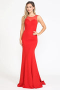 Sleek Mermaid Illusion Neck Sleeveless Closed Back Floor Length Prom Dress