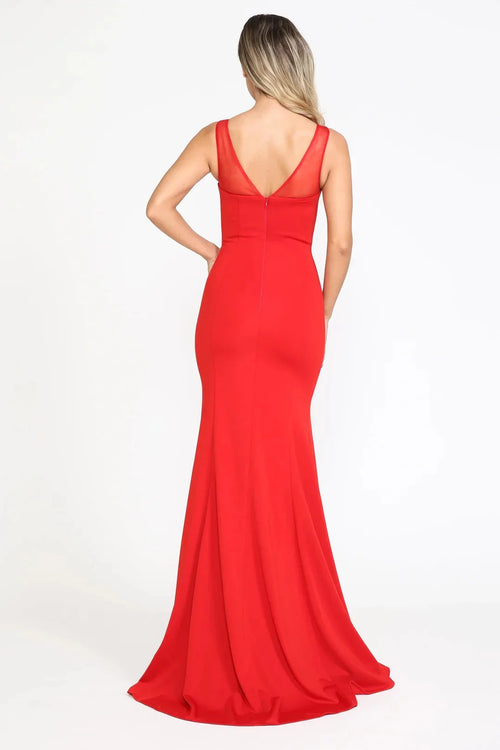 Sleek Mermaid Illusion Neck Sleeveless Closed Back Floor Length Prom Dress