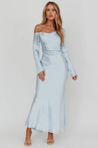 Sleek Mermaid One Shoulder Long Sleeve Asymmetrical Back Floor Length Hot sale Prom Dress