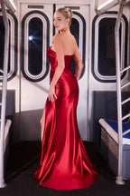Sleek Mermaid One-Shoulder Sleeveless Open Back Train Length Prom Dress