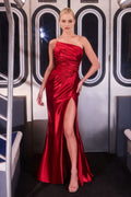 Sleek Mermaid One-Shoulder Sleeveless Open Back Train Length Prom Dress