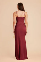 Sleek Mermaid Satin Cowl Neck Spaghetti Strap Zipper Back Floor Length Bridesmaid Dress