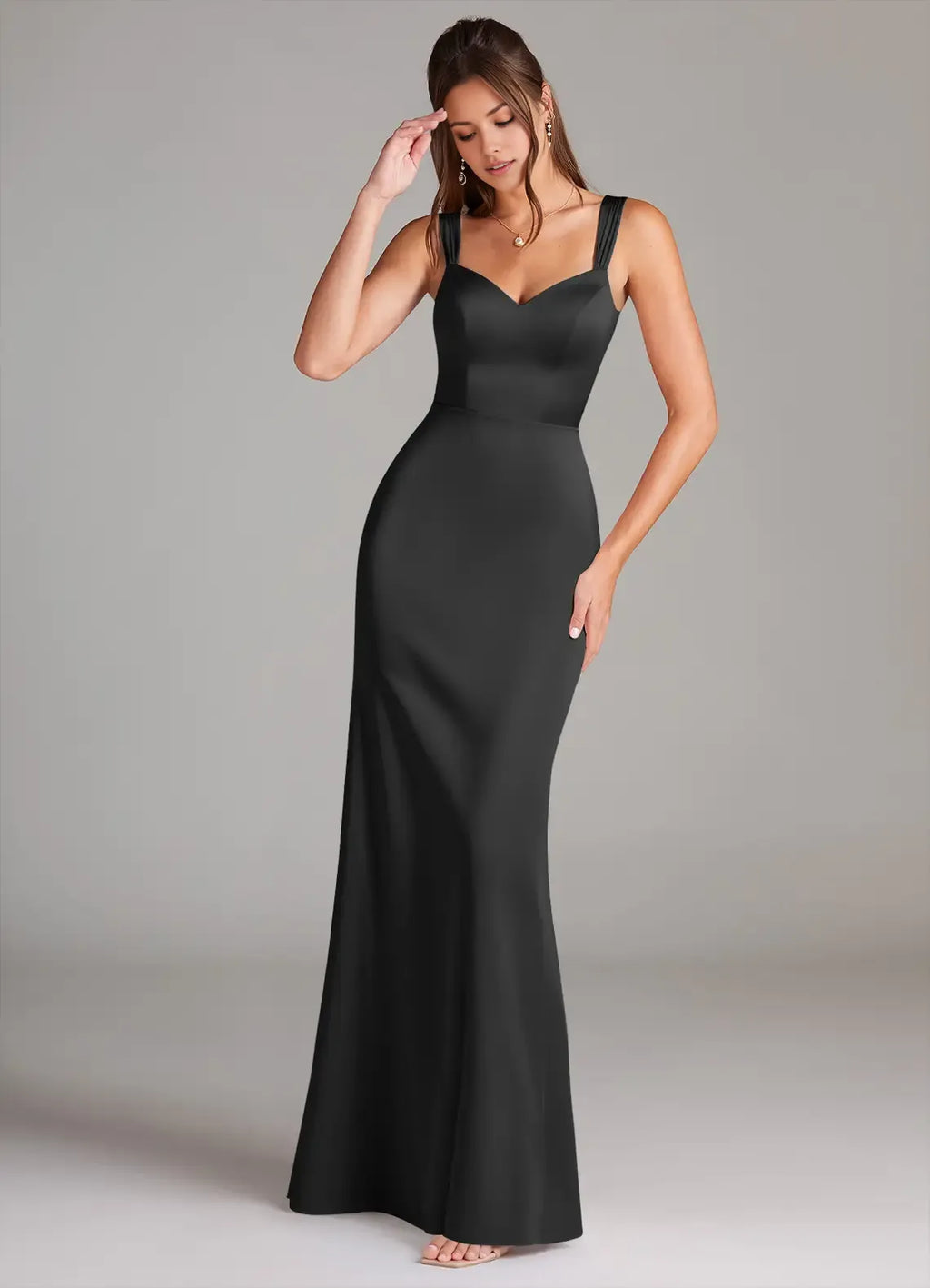 Sleek Mermaid Satin Sweetheart Strap Open Back Floor Length Bridesmaid Dress