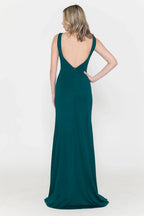 Sleek Mermaid Scoop Neck Sleeveless Deep V Back Floor-Length Prom Dress