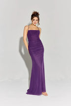 Sleek Mermaid Square Neck Spaghetti Strap Lace Up Back Floor Length Prom Dress