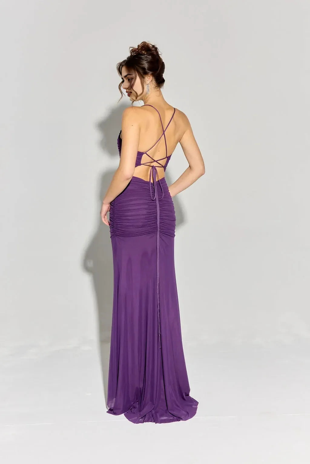 Sleek Mermaid Square Neck Spaghetti Strap Lace Up Back Floor Length Prom Dress