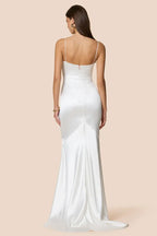 Sleek Mermaid Square Neck Spaghetti Strap Open Back Floor Length Prom Dress