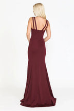 Sleek Mermaid Square V Sleeveless Zipper Back Train Floor Length Prom Dress