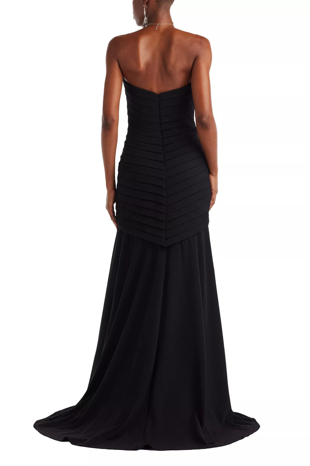 Sleek Mermaid Strapless Sleeveless Chevron Ruched Open Back Train Floor Length For Ladies Prom Dress