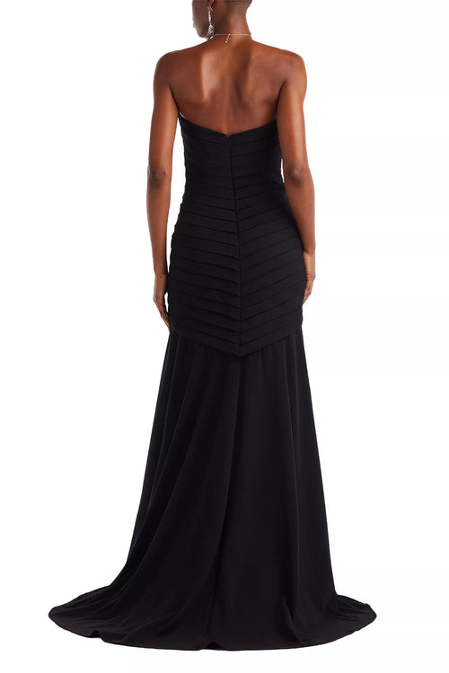 Sleek Mermaid Strapless Sleeveless Chevron Ruched Open Back Train Floor Length For Ladies Prom Dress
