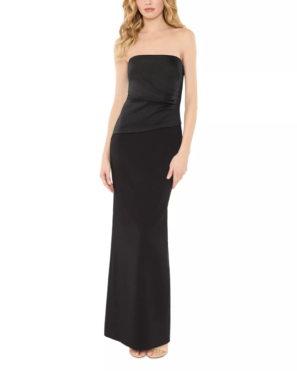 Sleek Mermaid Strapless Sleeveless Open Back High Slit Floor Length For Adults Prom Dress