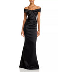 Sleek Mermaid Sweetheart Off the Shoulder Ruched Accent Open Back Floor Length Female Prom Dress