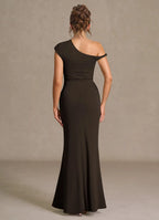 Sleek Mermaid Sweetheart One Shoulder Ruched Accent Open Back Floor Length For Sale Prom Dress